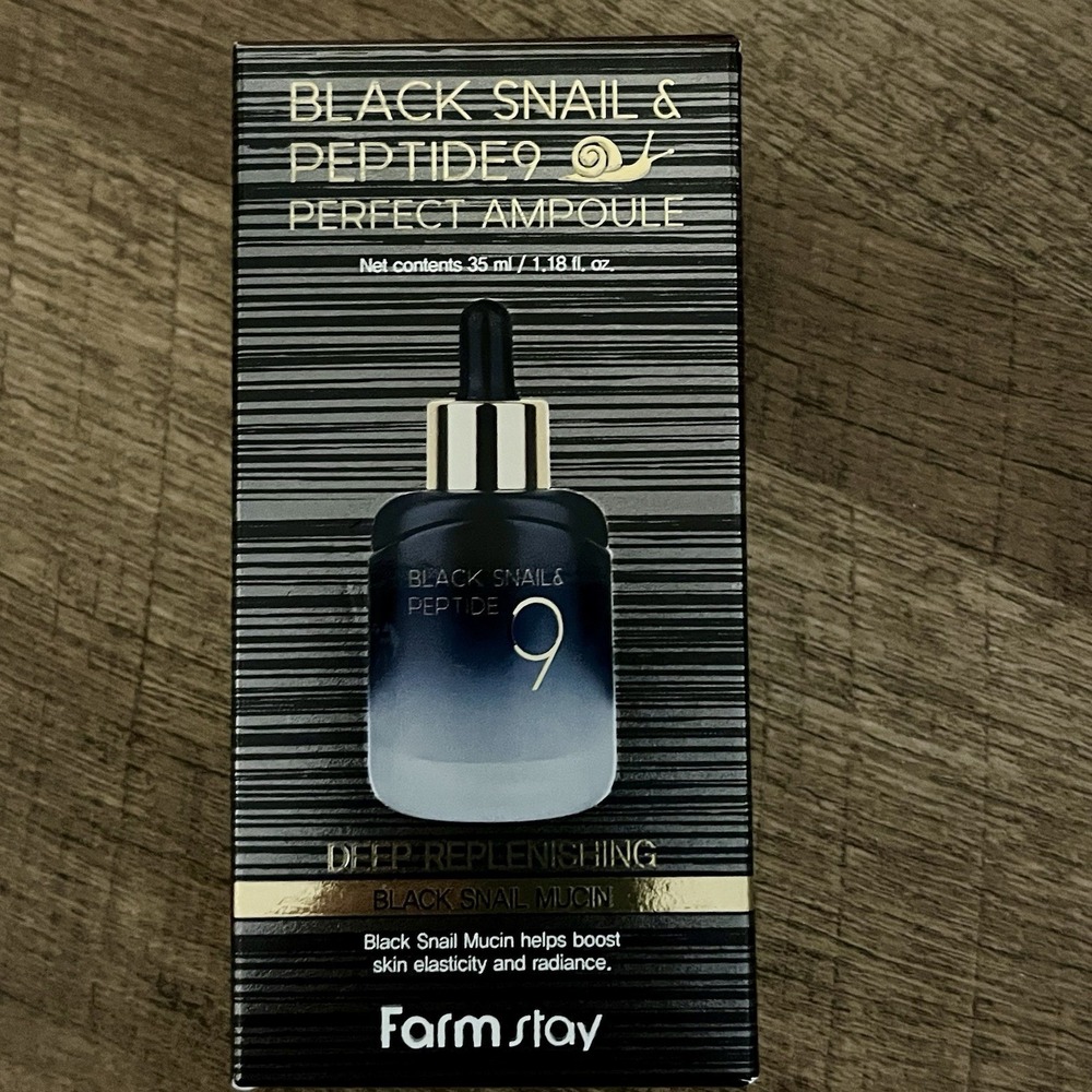 FarmStay‎ KOREAN Black Snail & Peptide9 PERFECT AMPOULE Deep Replenishing Mucin